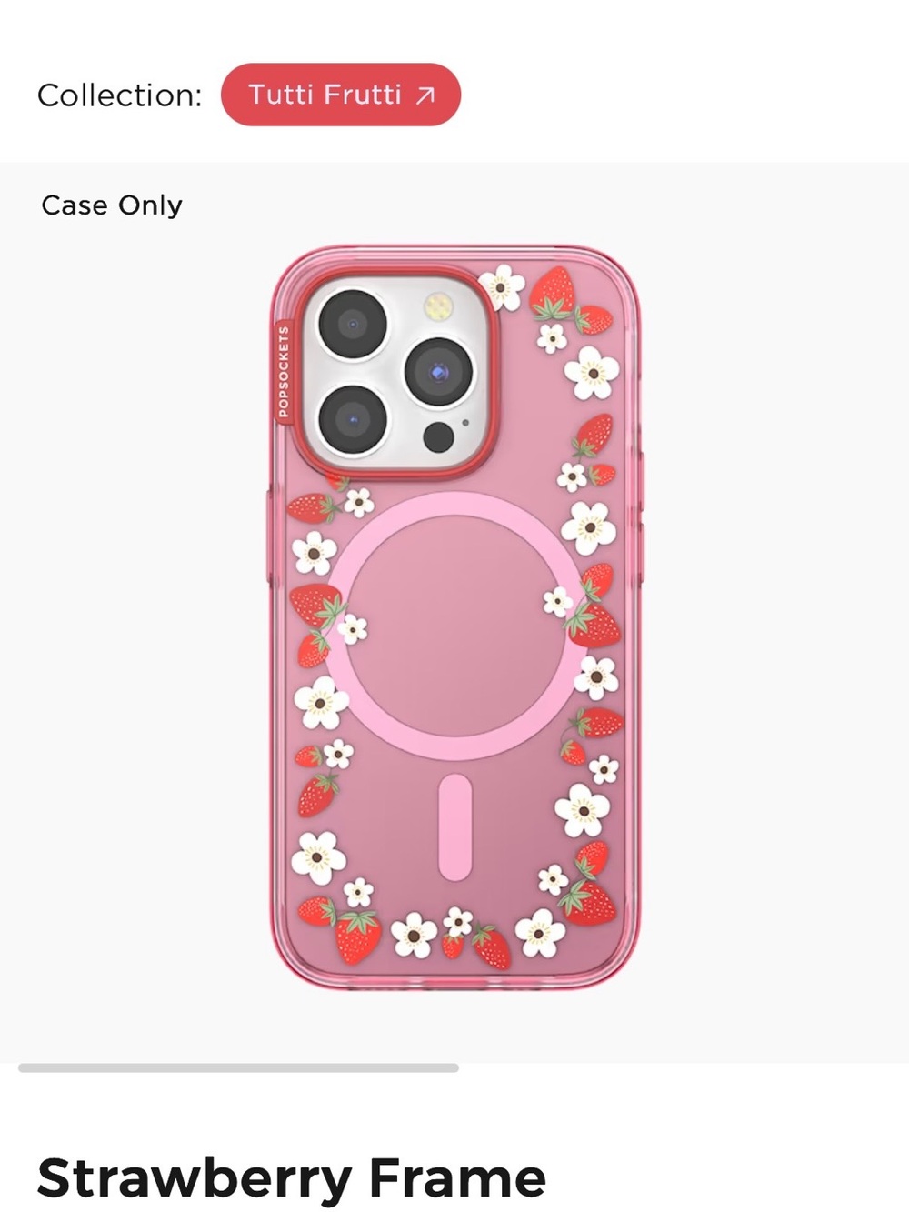 Red Strawberry Frame Phone Case with MagSafe Compatibility iPhone 15 Pro
